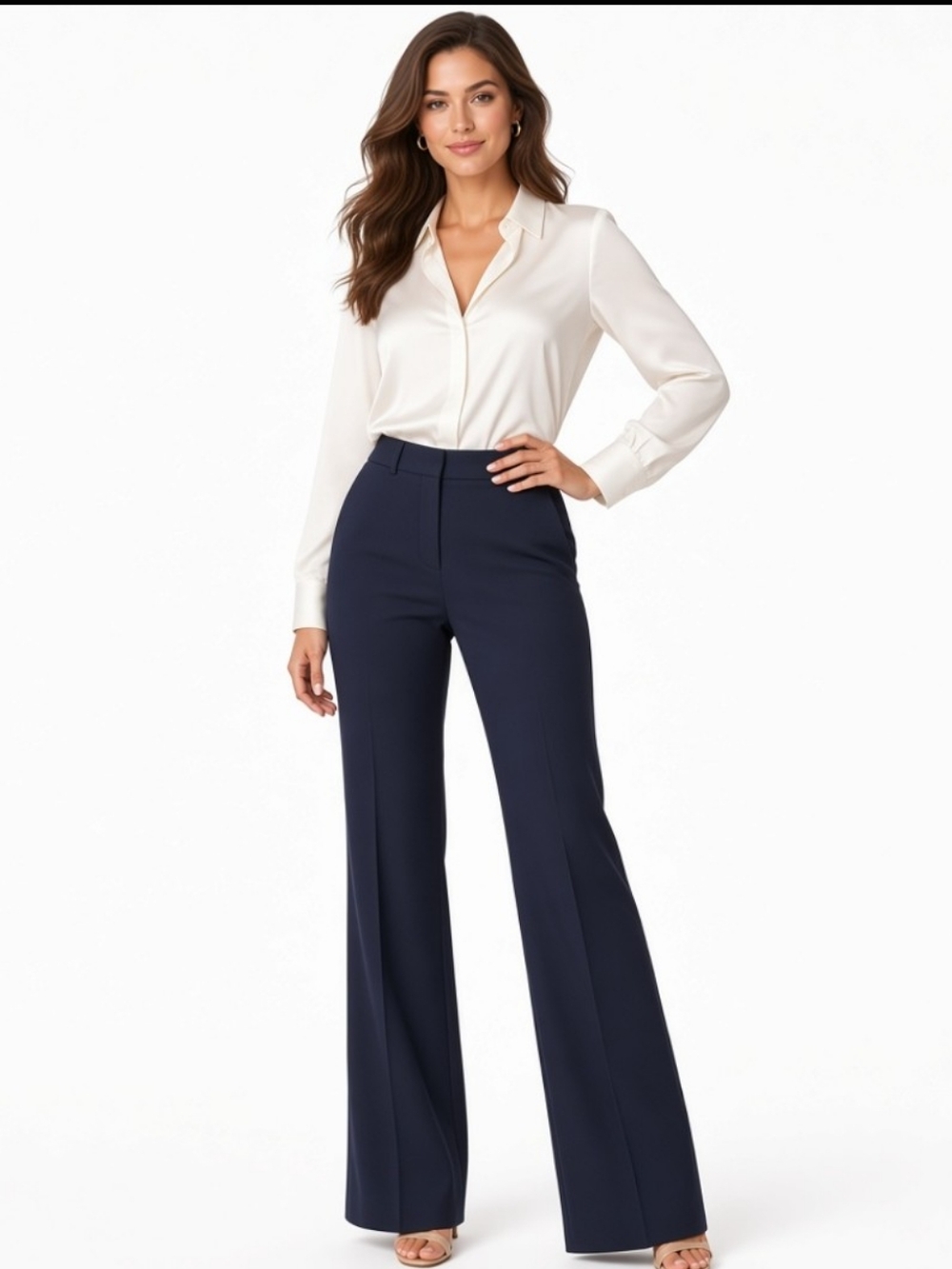 Lane Bryant Plus Wide Leg Professional Workwear Pants in Blue Size 3x
